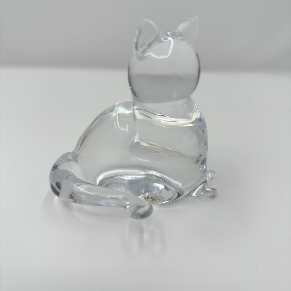 Vincenzo Nason Murano Glass Cat Figurine Rare Clear Italian Art Glass 3 in